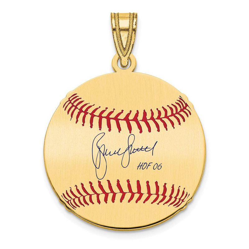14k Gold Plated Bruce Sutter Signature Sm Enamel Baseball Pendant